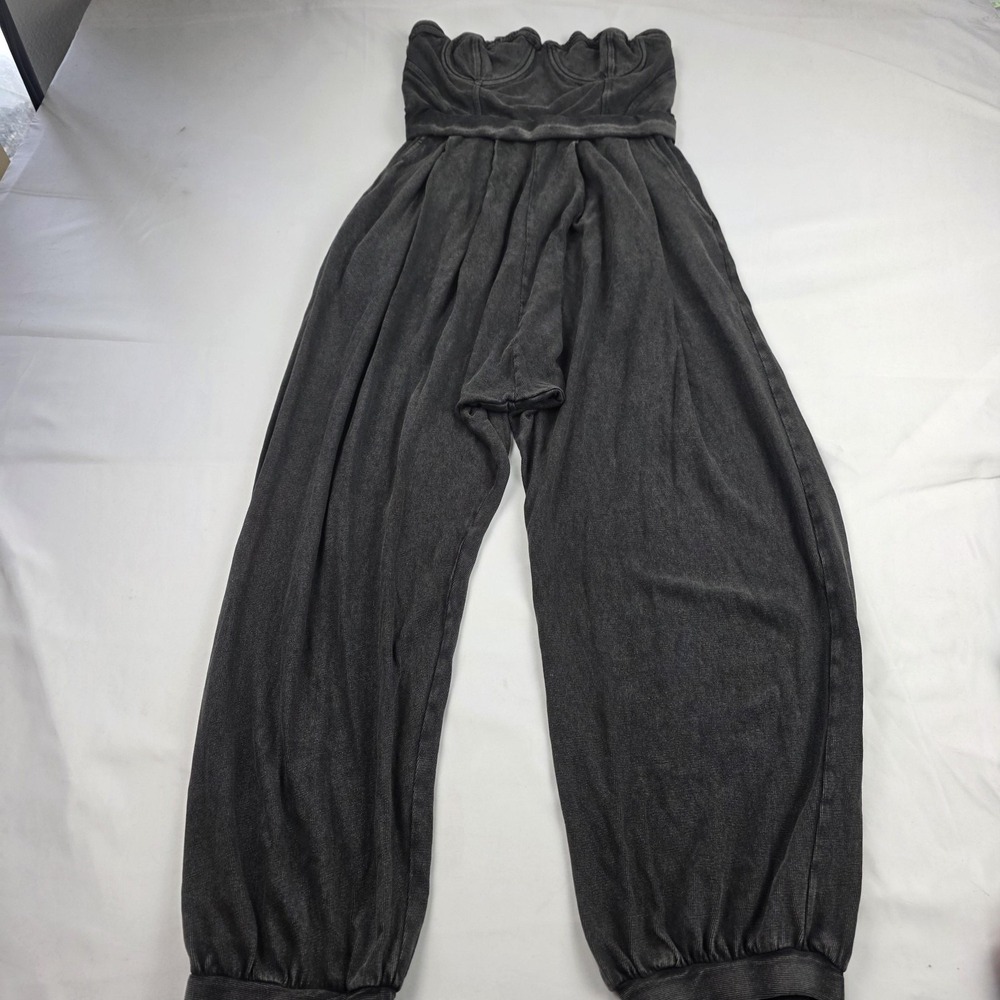Free People Jumpsuit Womens XL Gray Strapless Sweetheart Corduroy Pockets